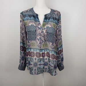 Collective Concepts button up floral sheer blouse
